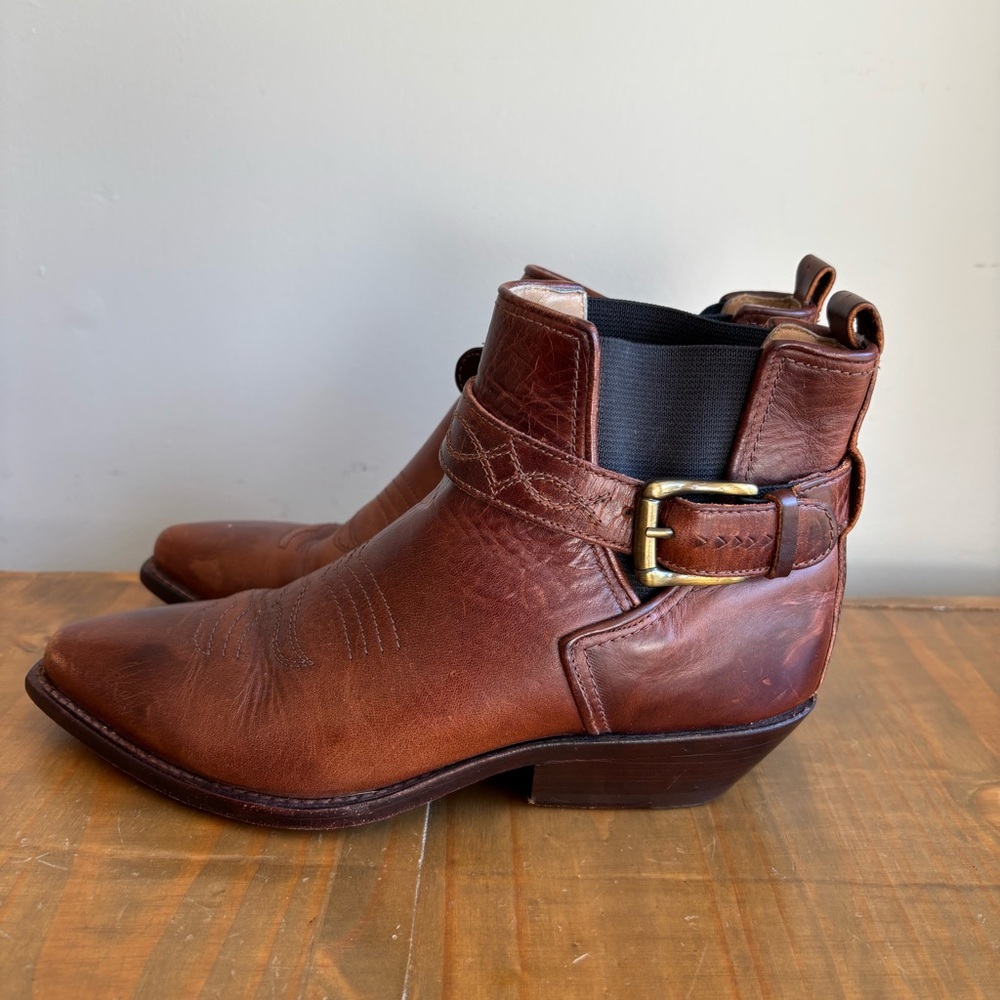 Cole Haan Country Vintage Leather Western Chelsea Ankle Boots-Women's 9-Brown